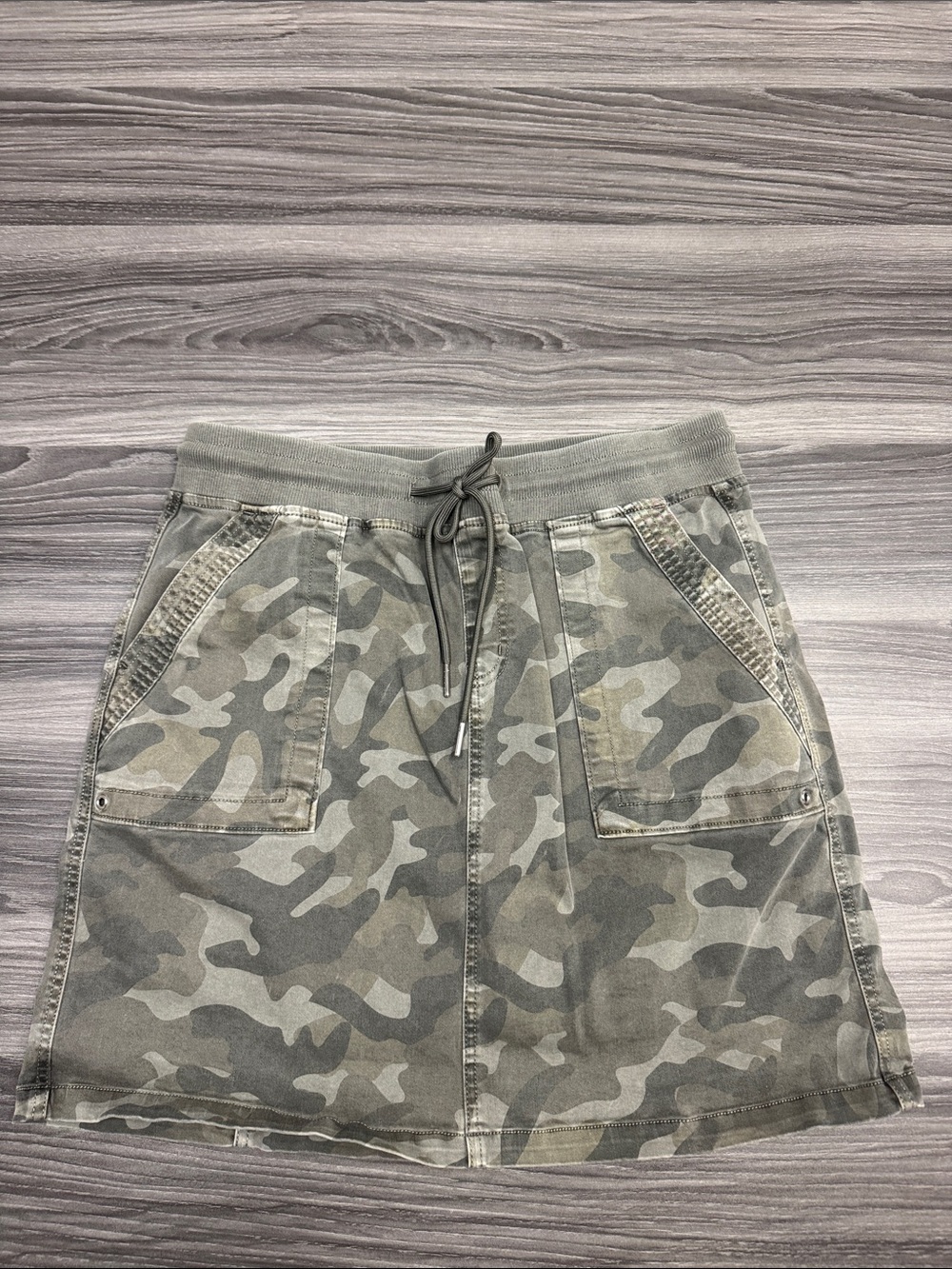 Maurices Olive Gray Camo Drawstring A-Line Skirt